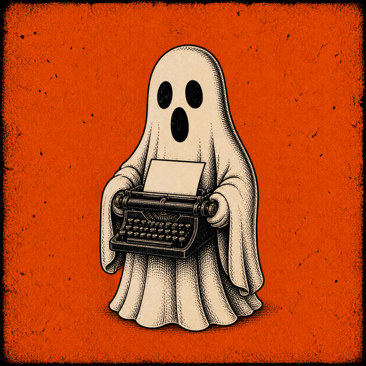 A ghost holding a fountain pen